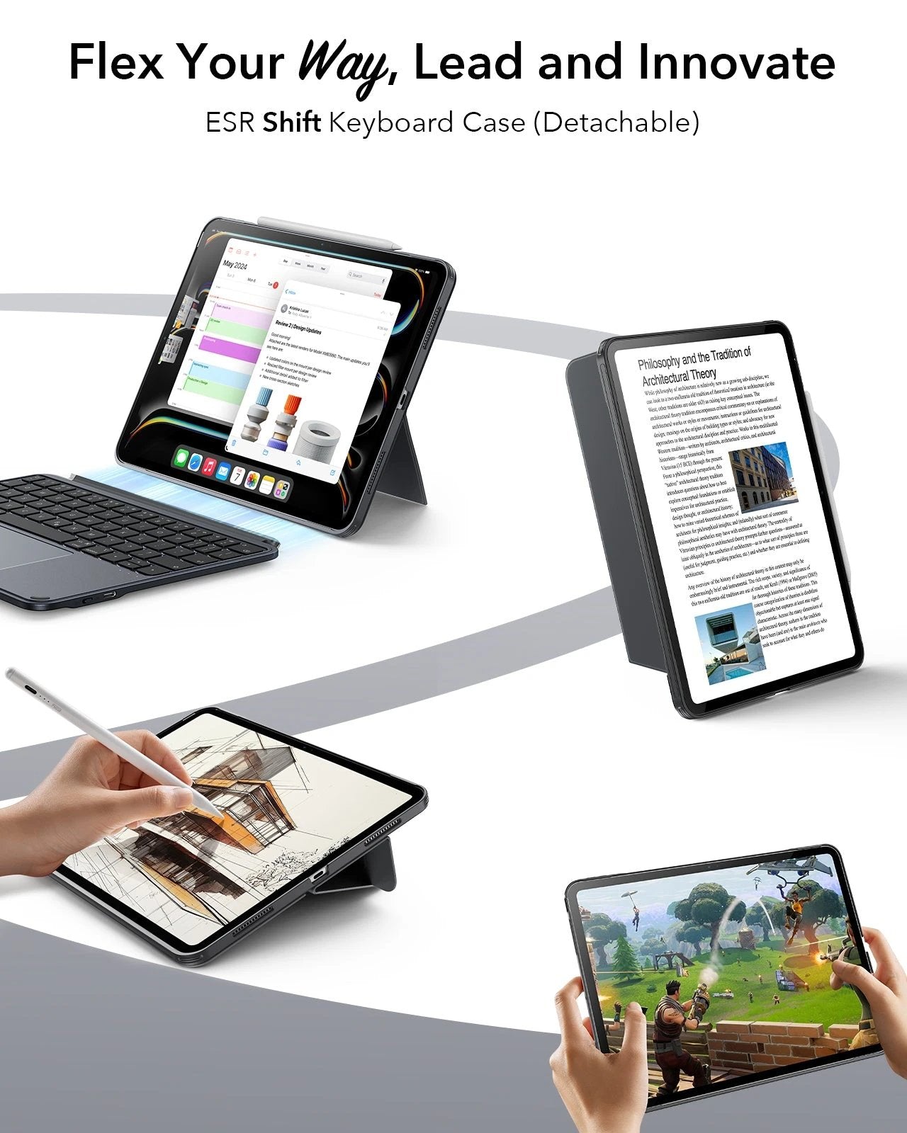 iPad Air 10,9"(4./5. Gen) Shift Tastaturhülle (abnehmbar)  - DE Layout - Dark Gray ESR ESR