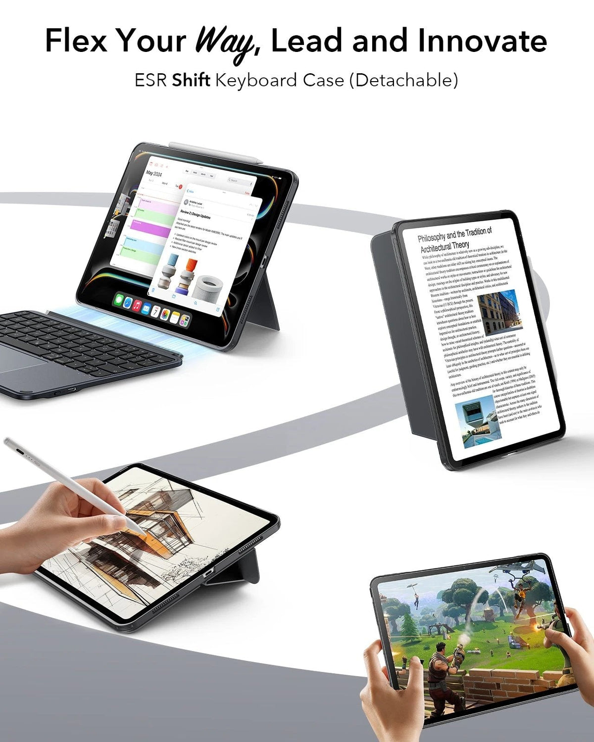 iPad Air 10,9"(4./5. Gen) Shift Tastaturhülle (abnehmbar)  - DE Layout - Dark Gray ESR ESR