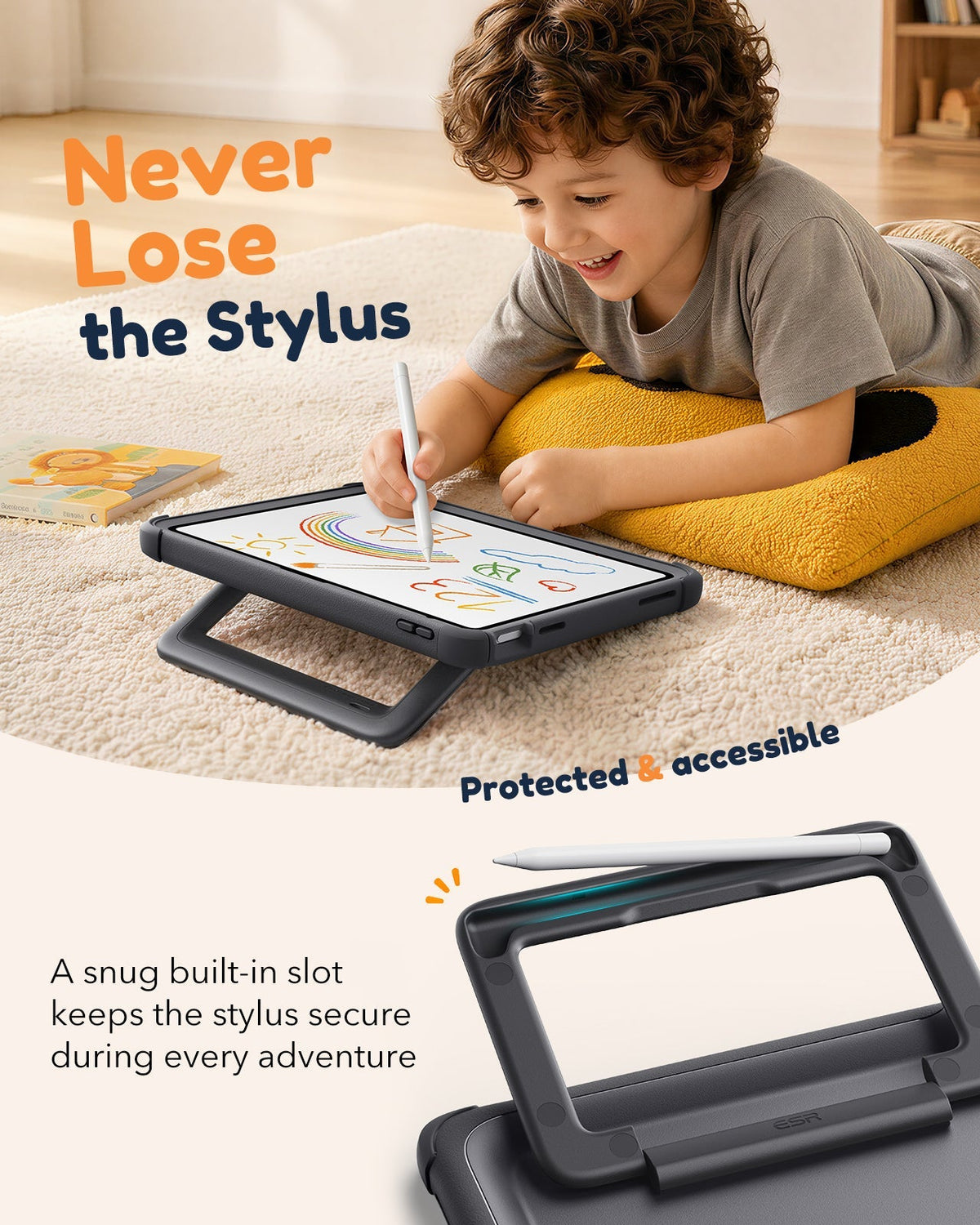 iPad 11" (A16) 2025 Bounce Case for Kids - Black ESR ESR