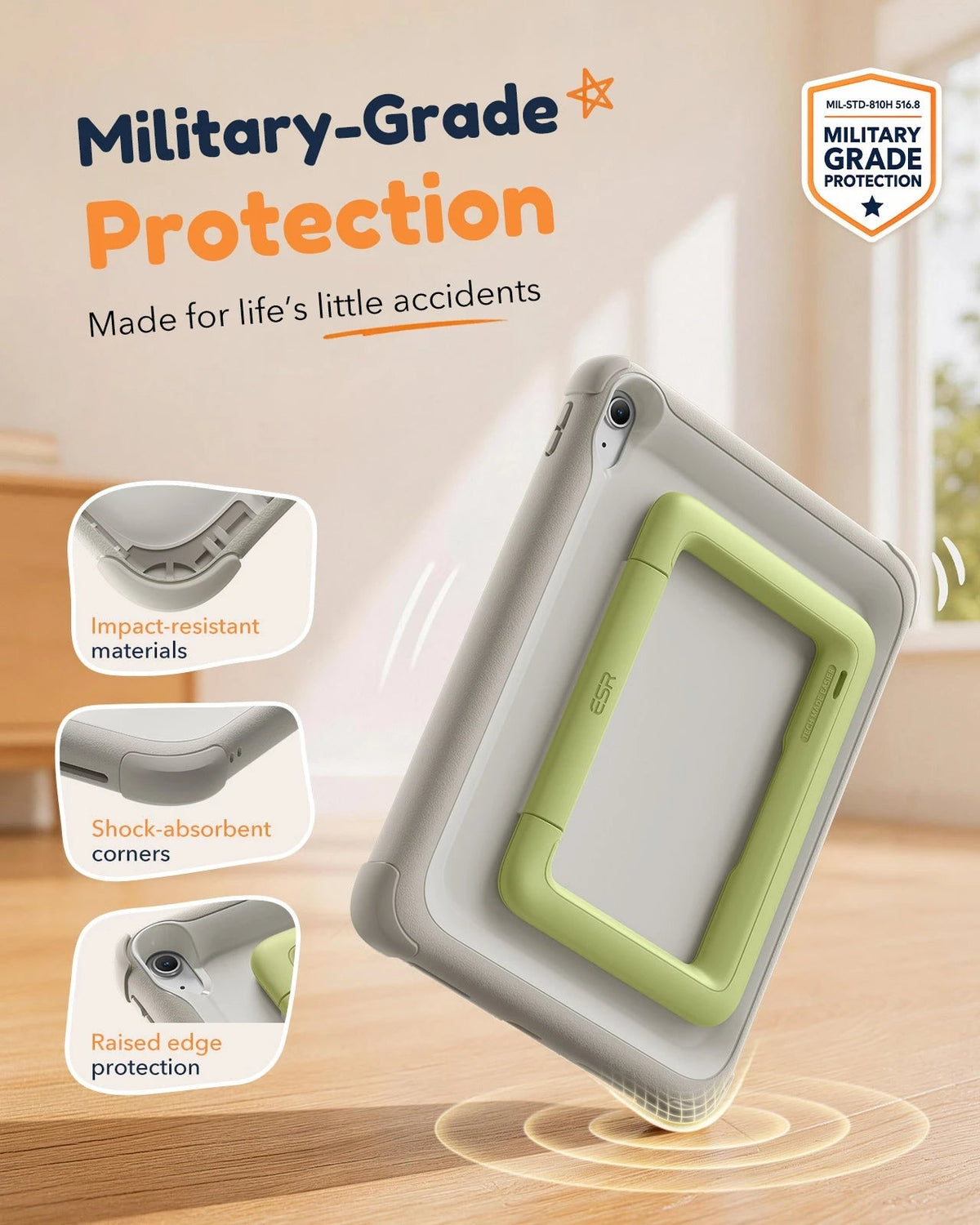 iPad 11" (A16) 2025 Bounce Case for Kids - Gray ESR ESR