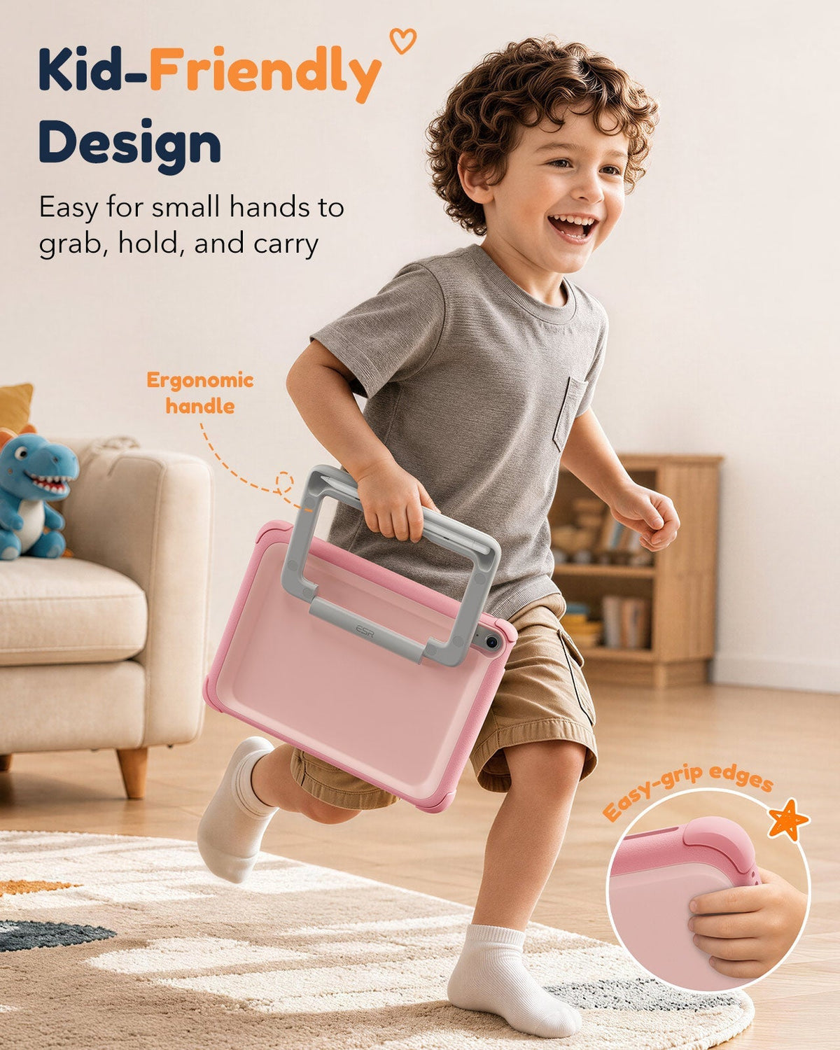 iPad 11" (A16) 2025 Bounce Case for Kids - Pink ESR ESR