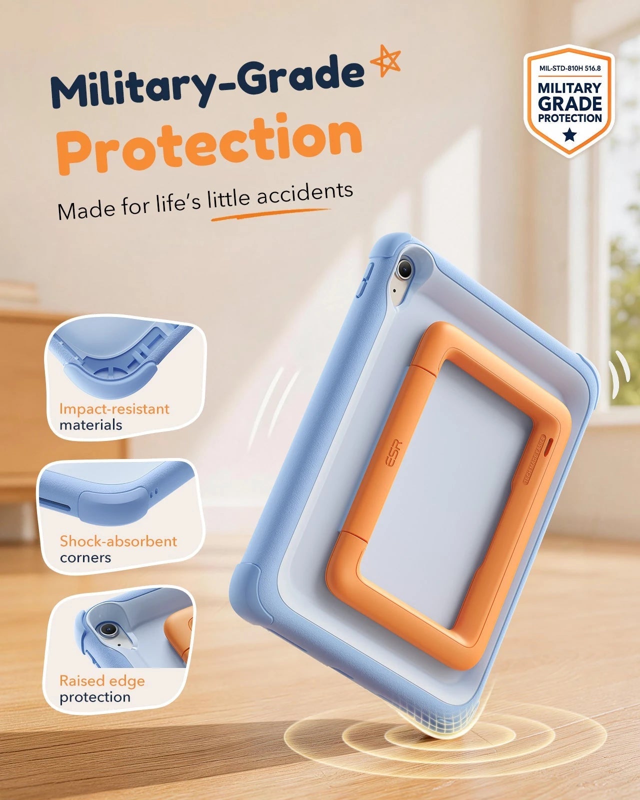 iPad 11" (A16) 2025 Bounce Case for Kids - Sky Blue ESR ESR