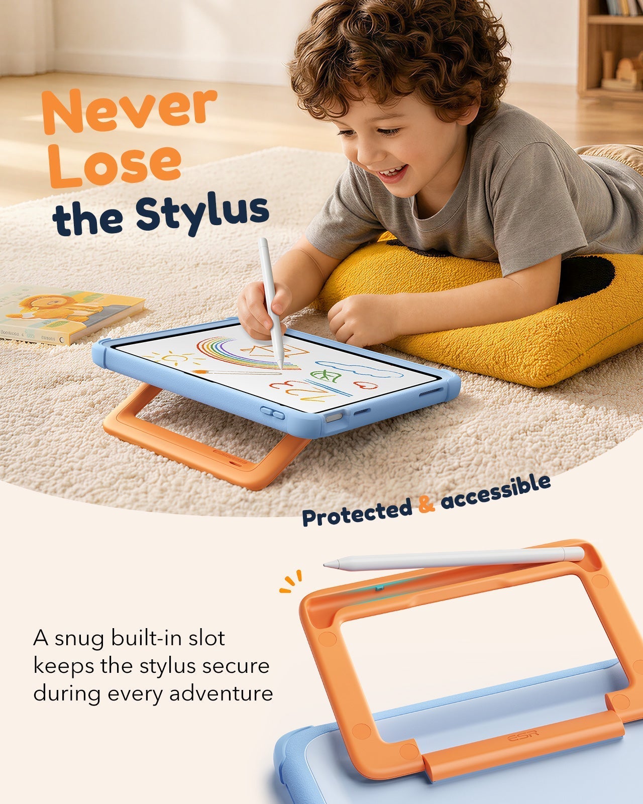iPad 11" (A16) 2025 Bounce Case for Kids - Sky Blue ESR ESR