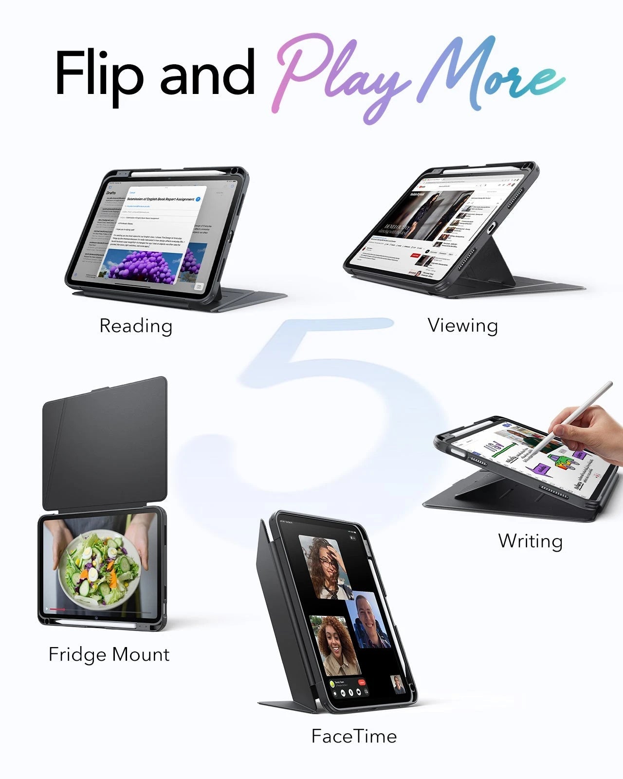 iPad 11" (A16) 2025 Bundle Flip Magnetic Case with Pencil Holder & Armorite® Paper-Feel Protection - Black ESR ESR