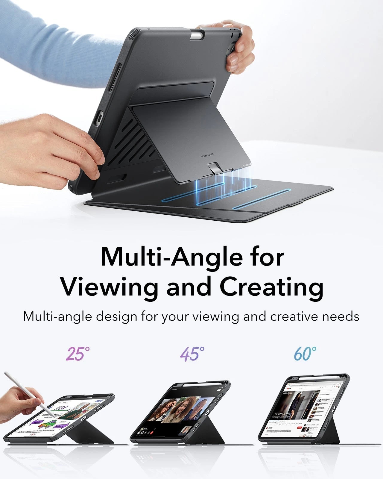 iPad 11" (A16) 2025 Bundle Flip Magnetic Case with Pencil Holder & Armorite® Paper-Feel Protection - Black ESR ESR