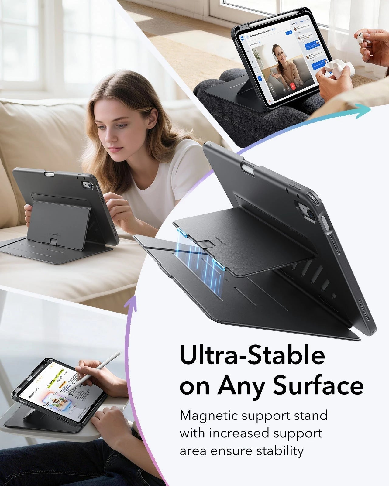 iPad 11" (A16) 2025 Bundle Flip Magnetic Case with Pencil Holder & Armorite® Paper-Feel Protection - Black ESR ESR