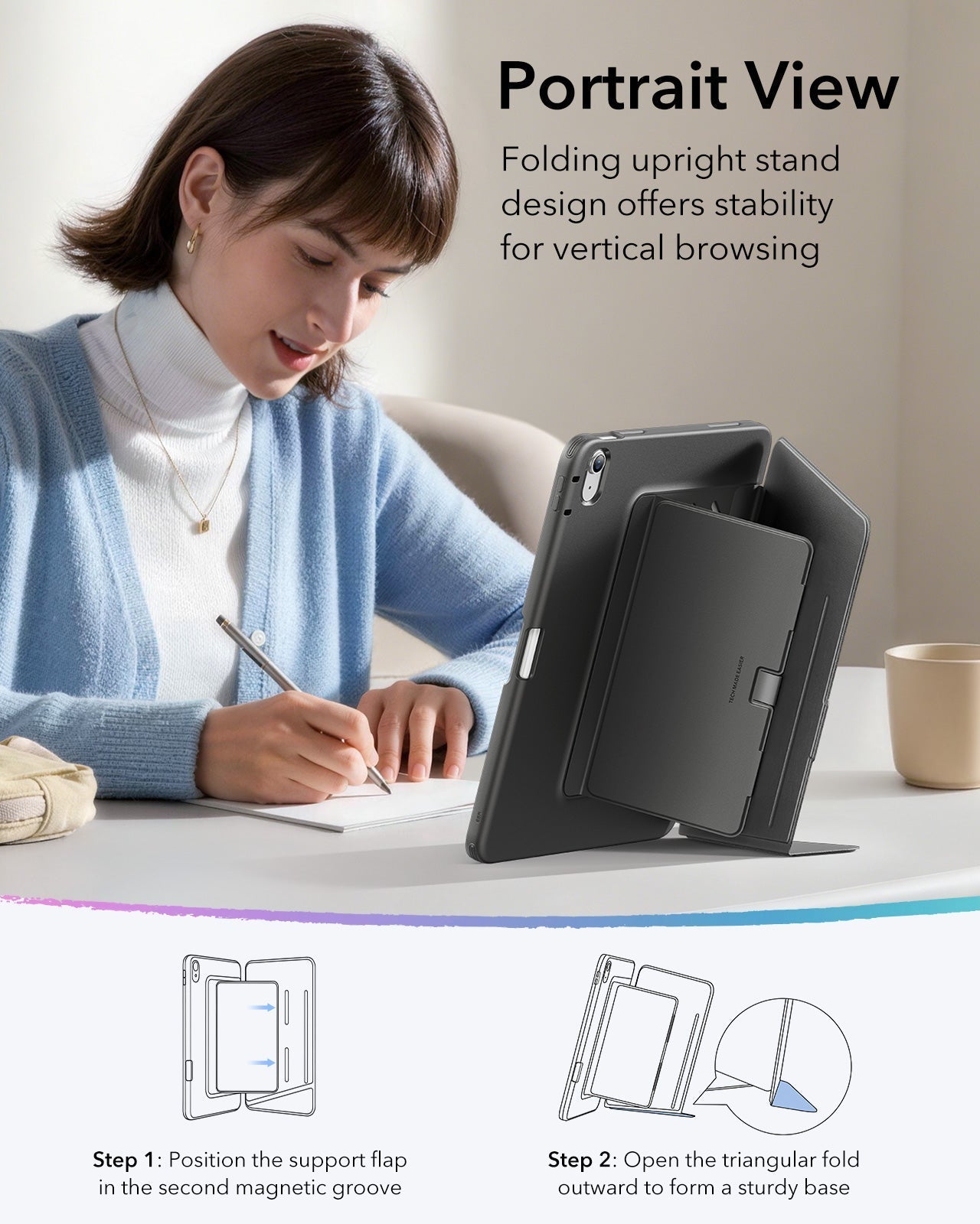 iPad 11" (A16) 2025 Bundle Flip Magnetic Case with Pencil Holder & Armorite® Paper-Feel Protection - Black ESR ESR