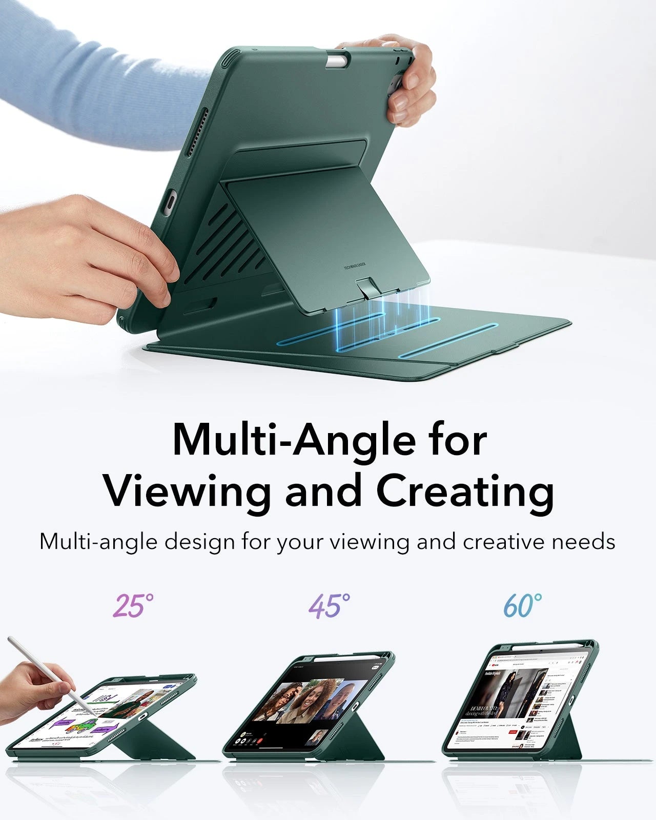 iPad 11" (A16) 2025 Bundle Flip Magnetic Case with Pencil Holder & Armorite® Protection - Green ESR ESR