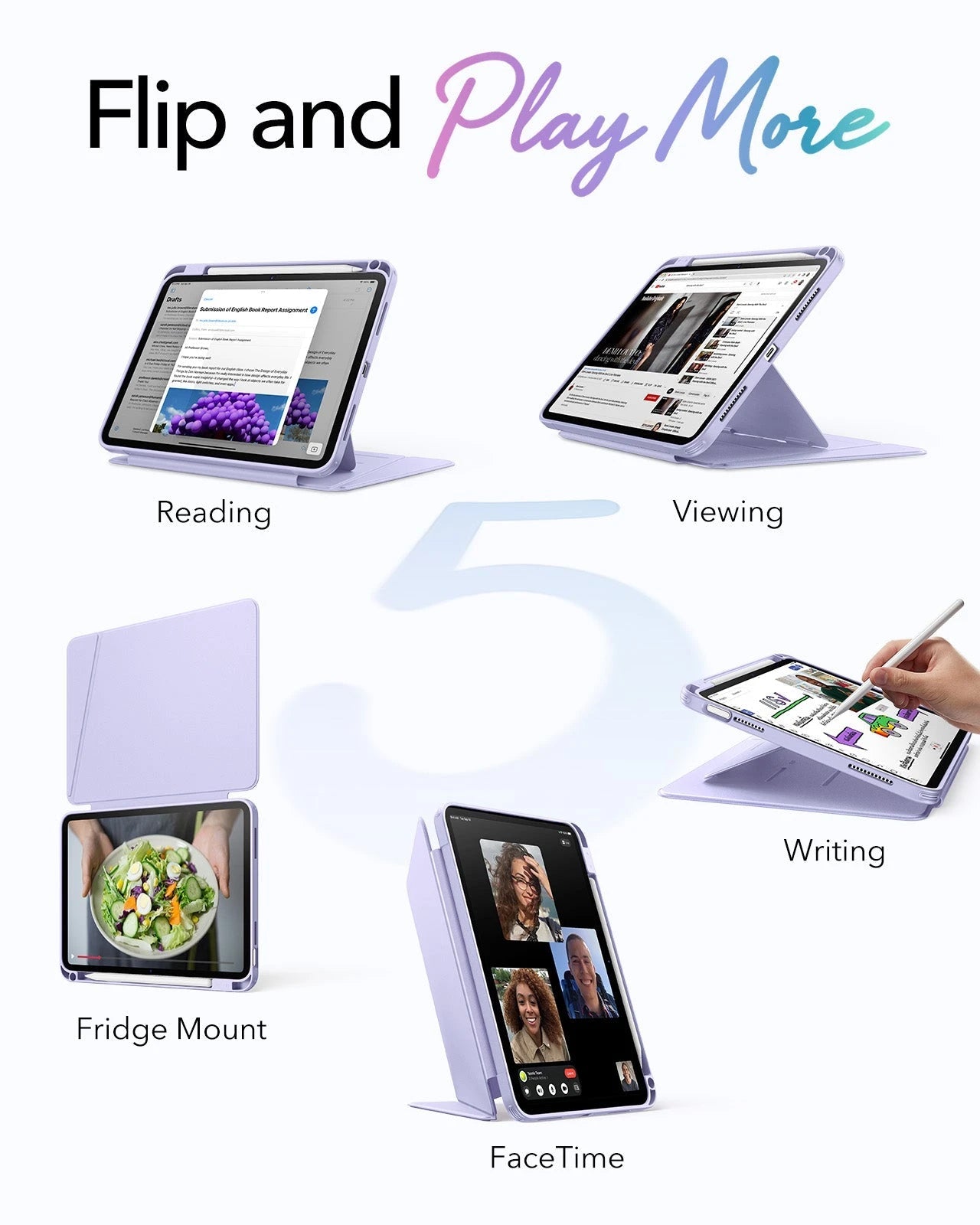 iPad 11" (A16) 2025 Bundle Flip Magnetic Case with Pencil Holder & Armorite® Protection - Light Purple ESR ESR