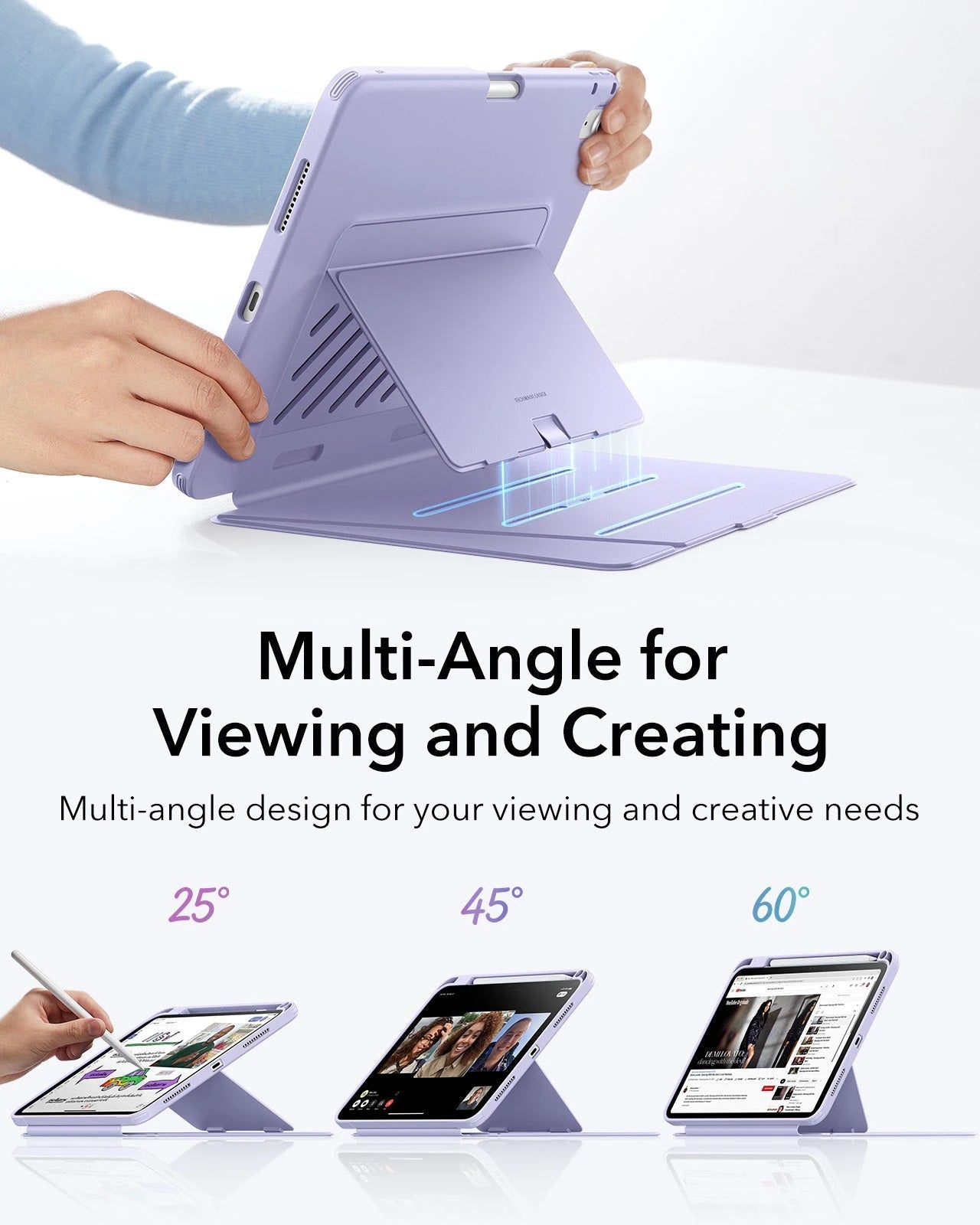 iPad 11" (A16) 2025 Bundle Flip Magnetic Case with Pencil Holder & Armorite® Protection - Light Purple ESR ESR