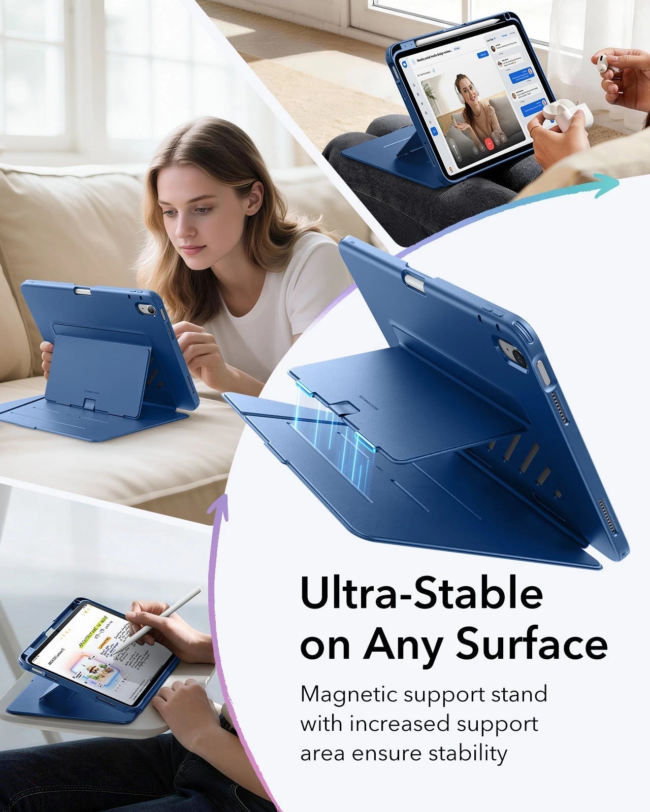 iPad 11" (A16) 2025 Bundle Flip Magnetic Case with Pencil Holder & Armorite® Protection - Navy Blue ESR ESR