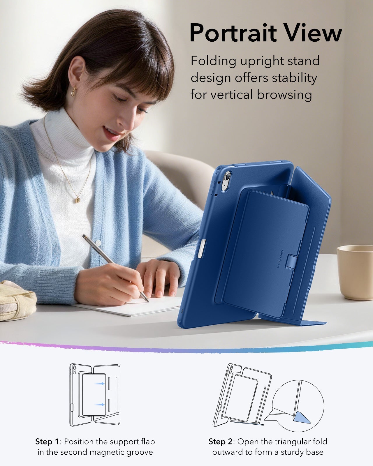 iPad 11" (A16) 2025 Bundle Flip Magnetic Case with Pencil Holder & Armorite® Protection - Navy Blue ESR ESR