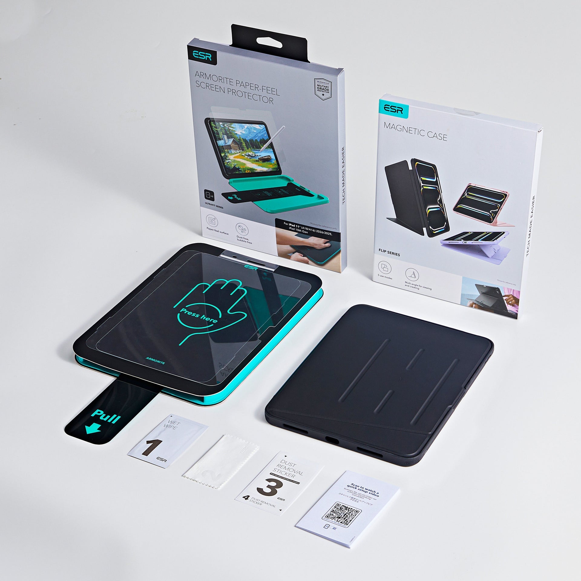iPad 11" (A16) 2025 Bundle Flip Magnetic Case with Pencil Holder & Armorite® Paper-Feel Protection