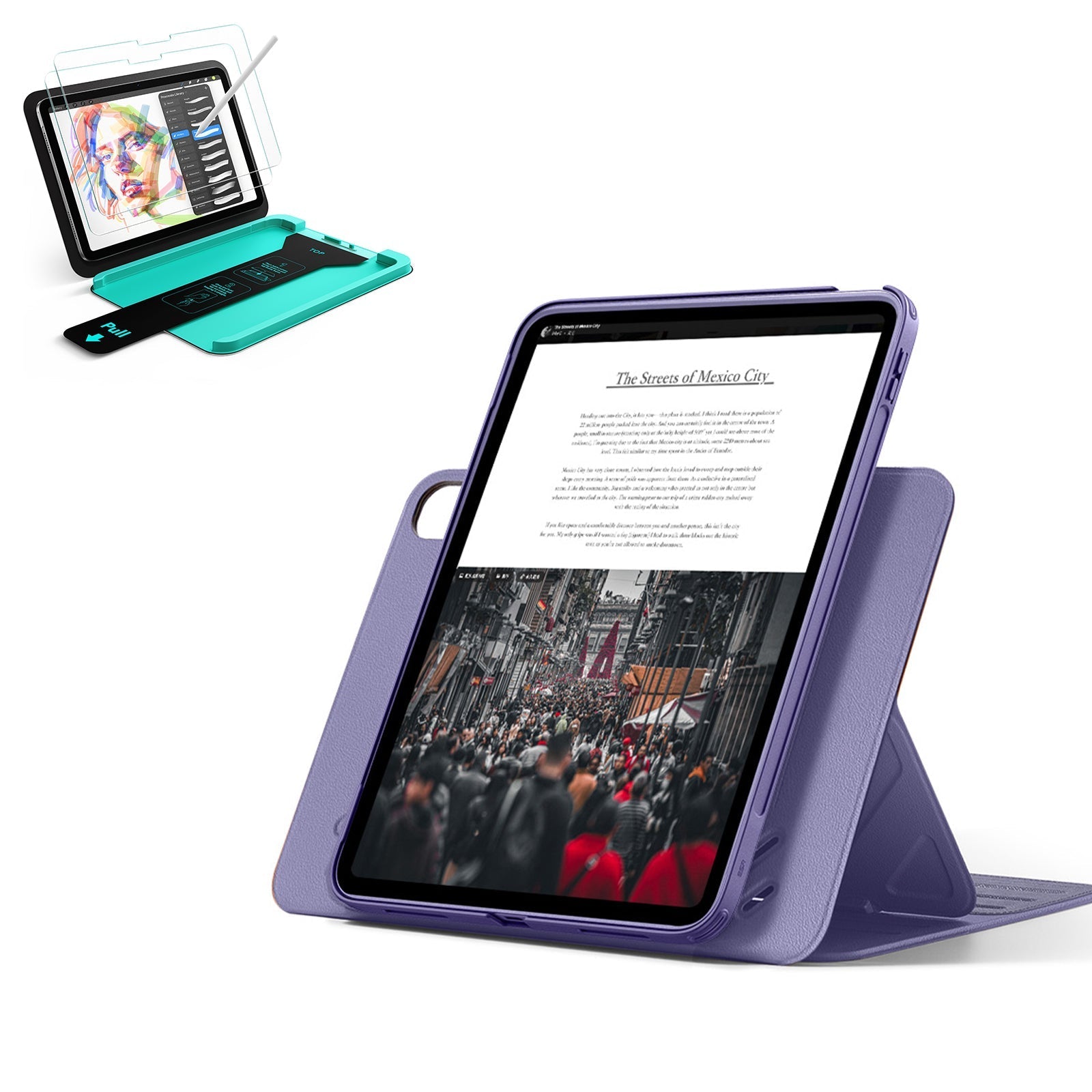 iPad 11" (A16) 2025 Bundle Shift Magnetic Case & Armorite® Paper-Feel Protection - Purple ESR ESR