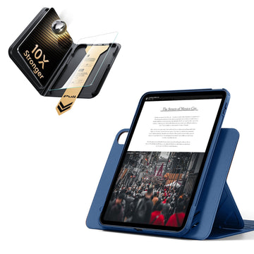 iPad 11" (A16) 2025 Bundle Shift Magnetic Case & Armorite® Pro Screen Protector With UltraFit Tray - Navy Blue