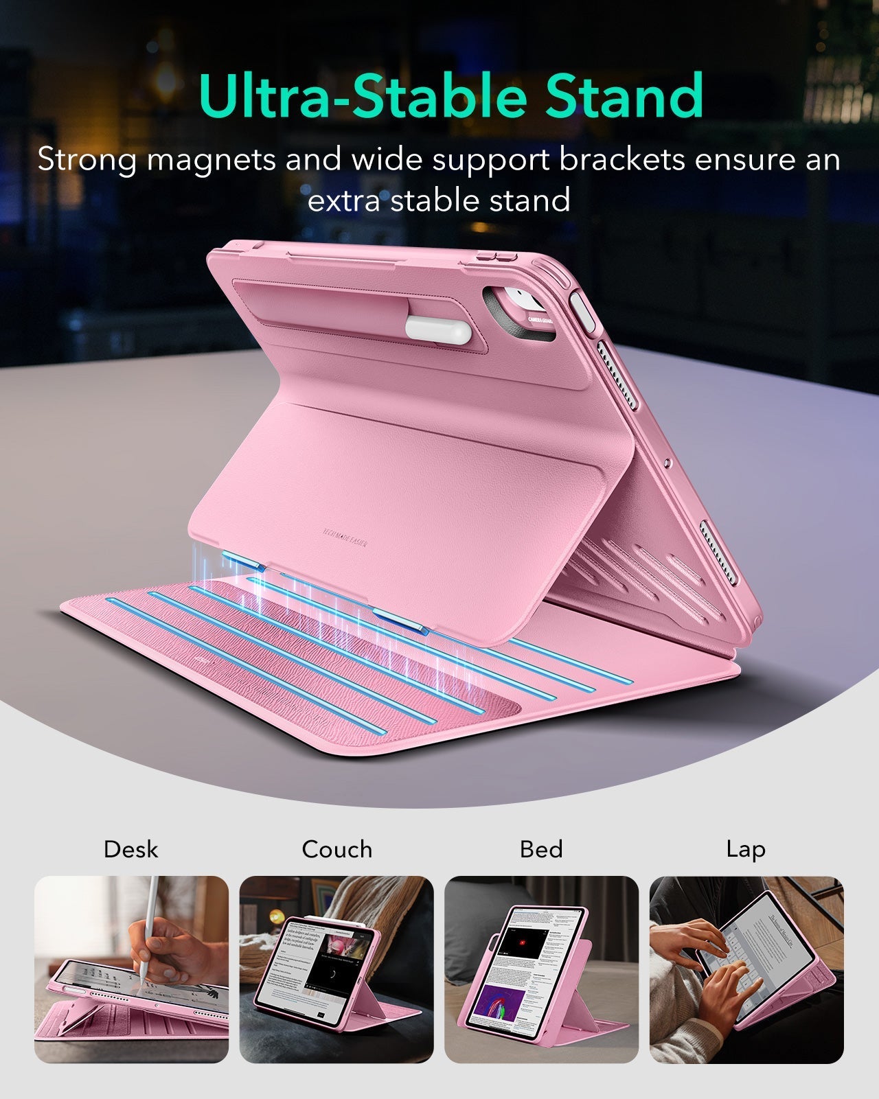 iPad 11" (A16) 2025 Bundle Shift Magnetic Case & Armorite® Pro Screen Protector With UltraFit Tray - Pink