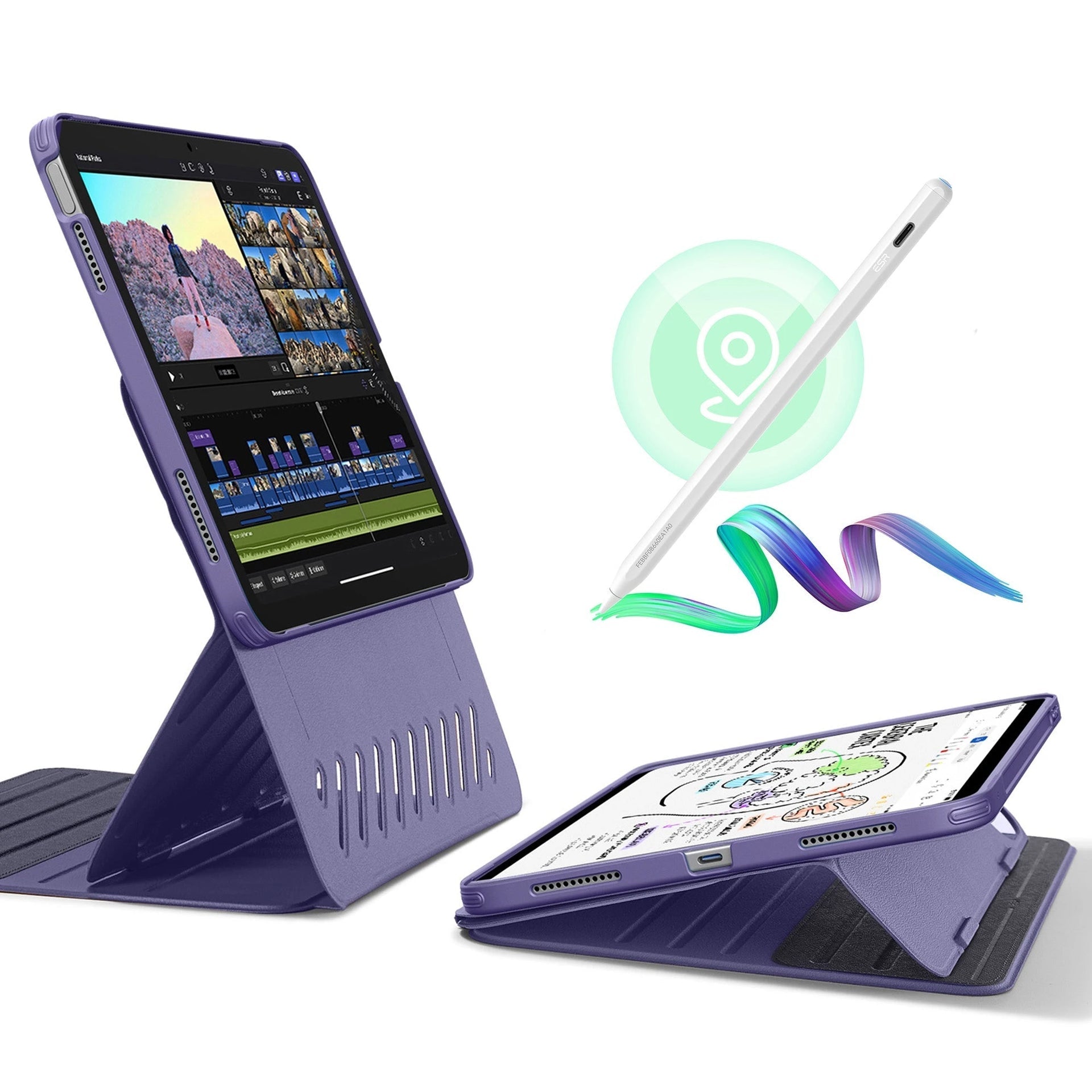 iPad 10th Gen Bundle Shift Magnetic Case with Geo Digital Pencil - Purple ESR ESR