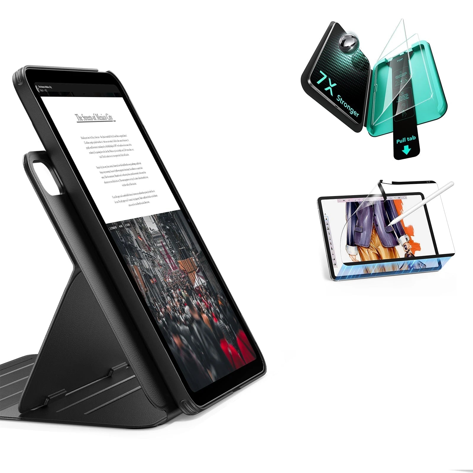 iPad 11" (A16) 2025 Bundle Shift Magnetic Case, Papel-Feel Magnetic & Armorite® Protection - Black ESR ESR