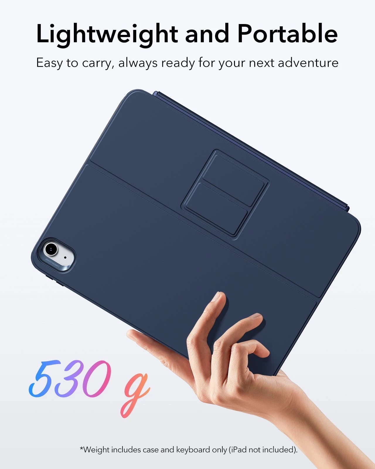 iPad 11" (A16) 2025 Detachable Bluetooth Blue Keyboard Case with Pencil Slot-lightweight and portable