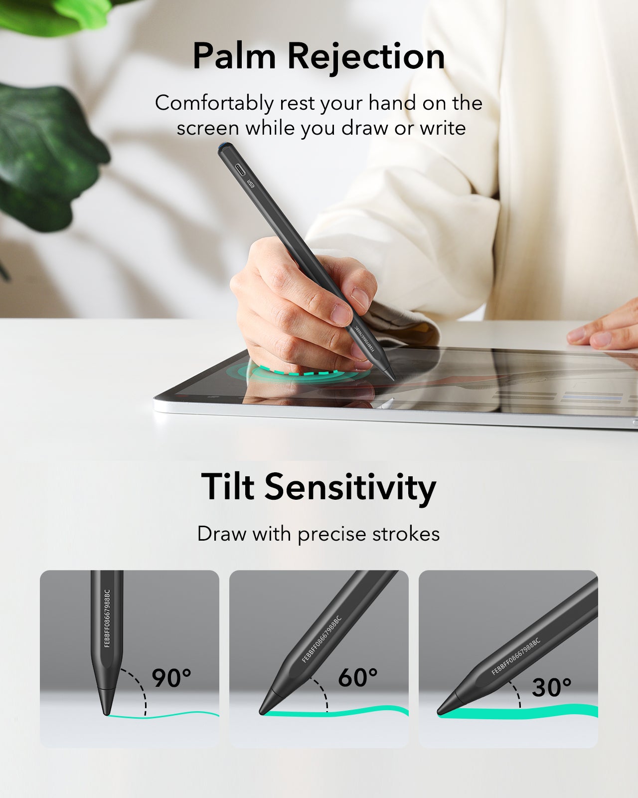 palm Rejection-tilt sensitivity-draw with precise strokes