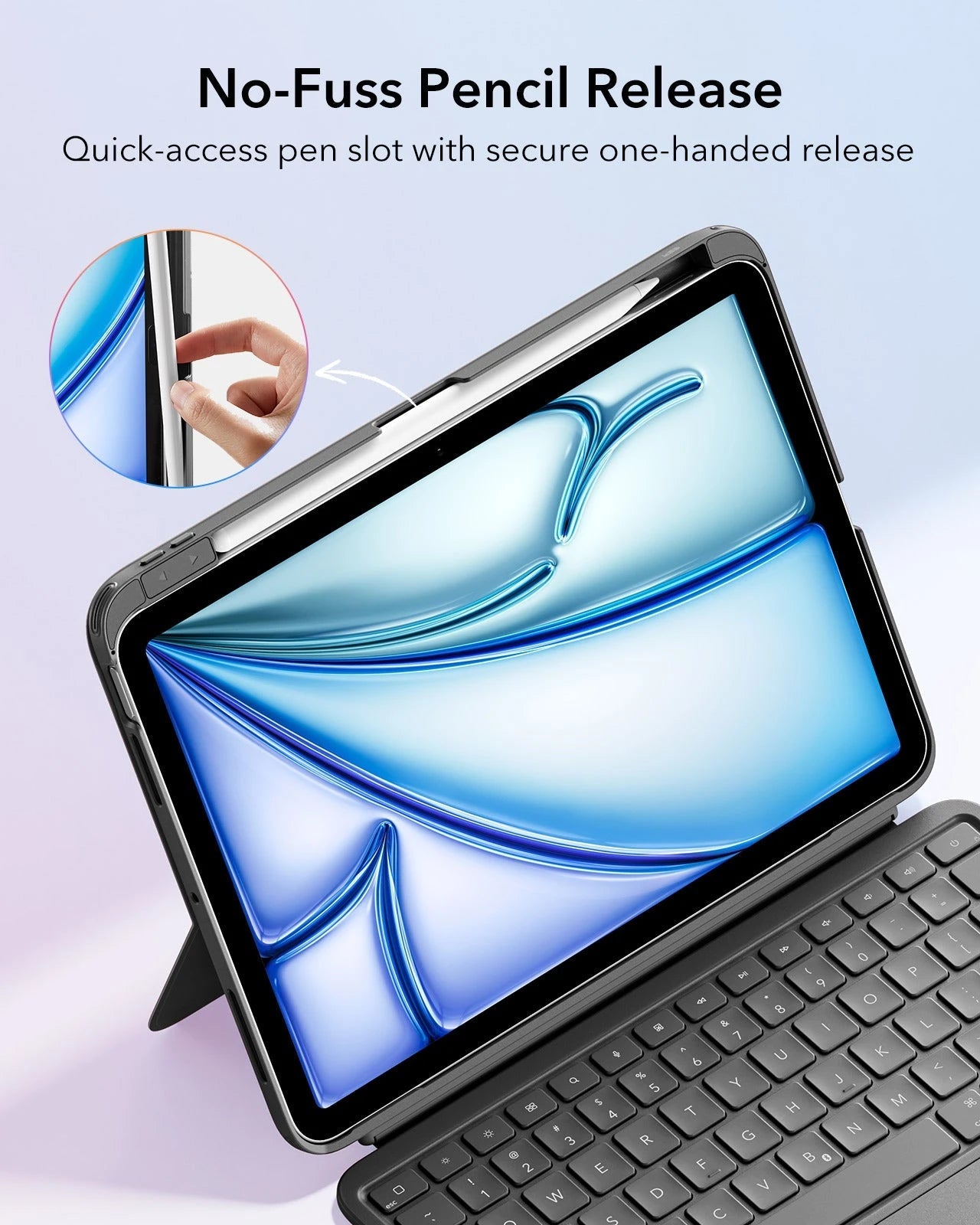 iPad 11" (A16) 2025 Flex Tastaturhülle (abnehmbar) mit Digital Pencil Bundle - DE-Layout Dunkelgrau mit dunkel-silbernem Pencil ESR ESR
