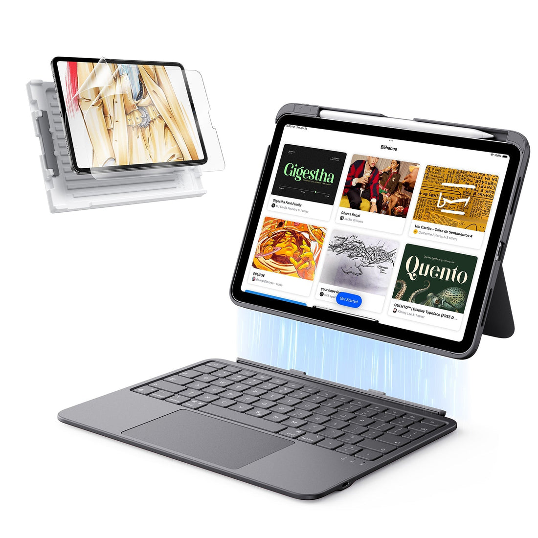 iPad 11" (A16, 2025) Flex Tastaturhülle (abnehmbar) Paper-Feel Bundle - DE Layout-Dark Gray ESR ESR