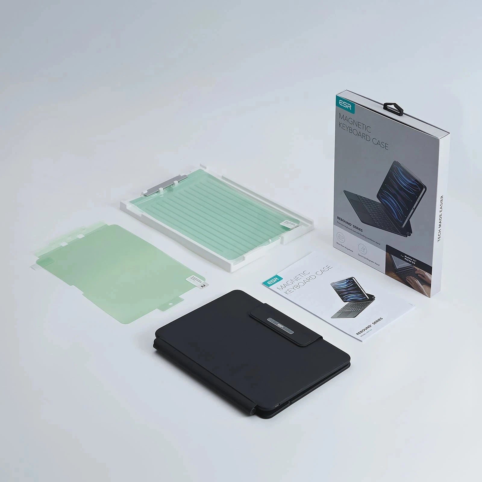 iPad 11" (A16, 2025) Rebound Magnetic Keyboard Case and Paper-Feel Screen Protector Bundle-US Layout-White ESR ESR