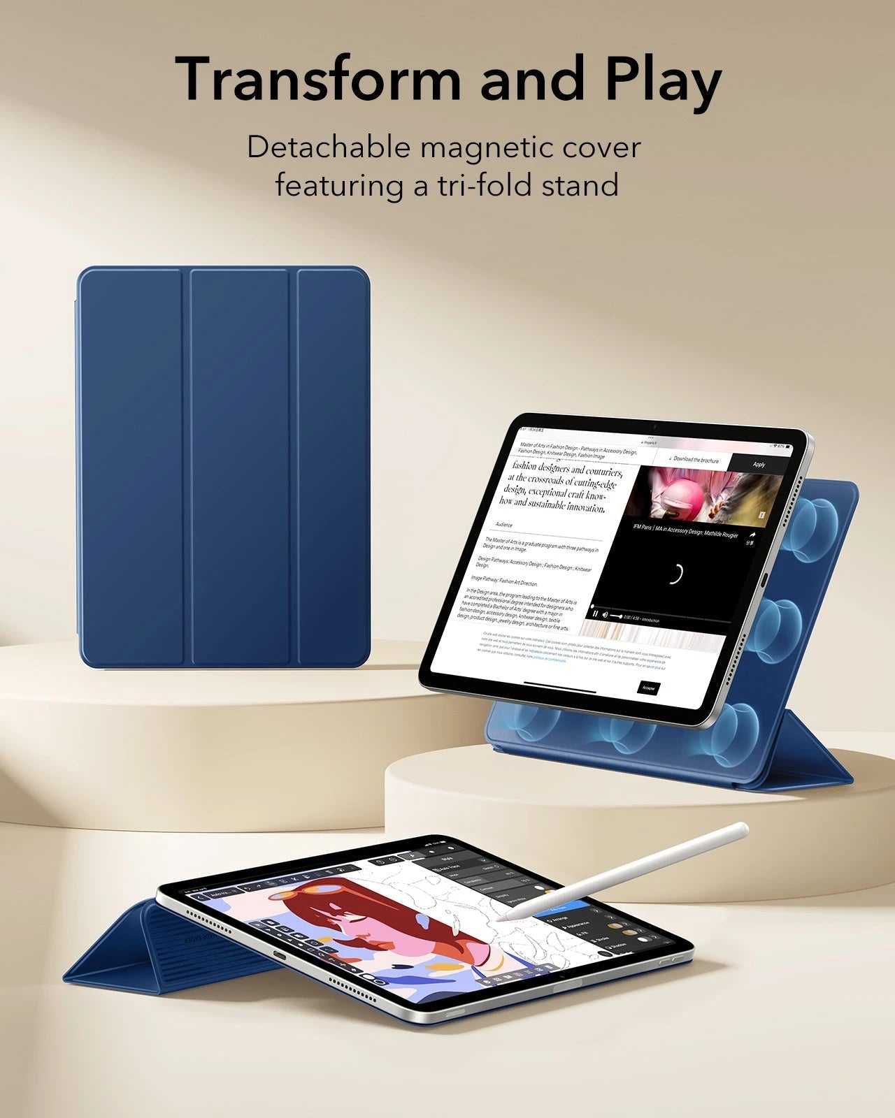 iPad 11" (A18) 2026 Rebound Magnetic Case - Navy Blue ESR ESR