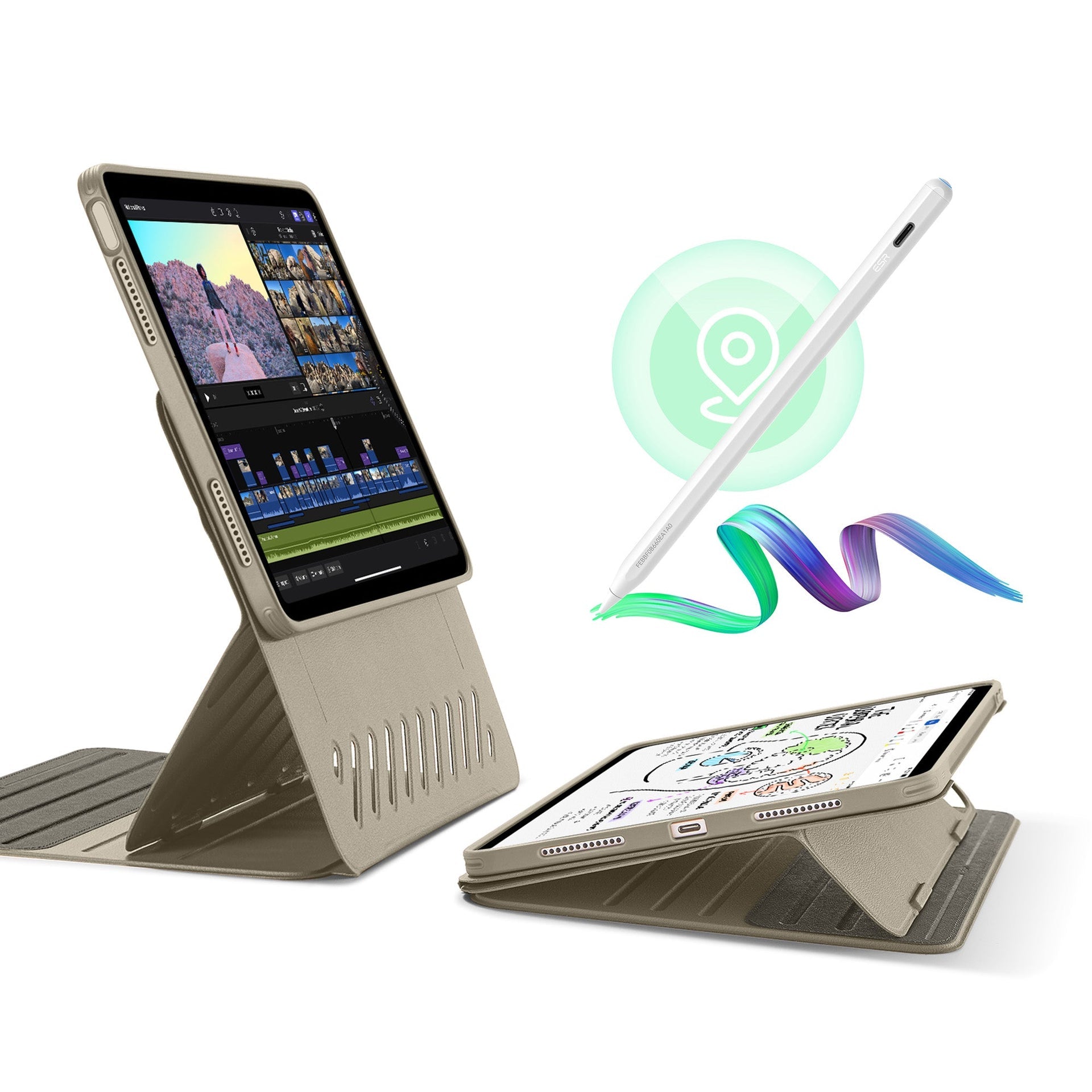 iPad Air 11" (2024) Bundle Shift Magnetic Case with Geo Digital Pencil - Titanium ESR ESR