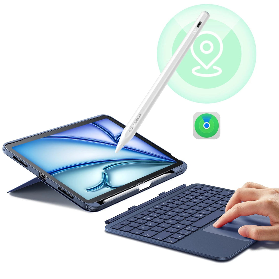 Blue ESR Flex Keyboard Case & Find My Pencil for Apple iPad Air 11" 