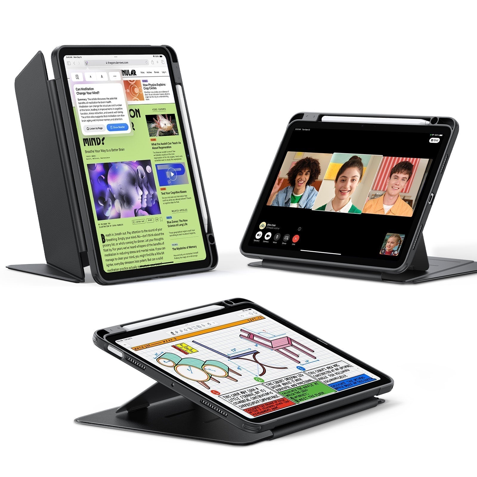 ESR iPad Air 11" 2025 Flip Magnetic Case with Pencil Holder in Black