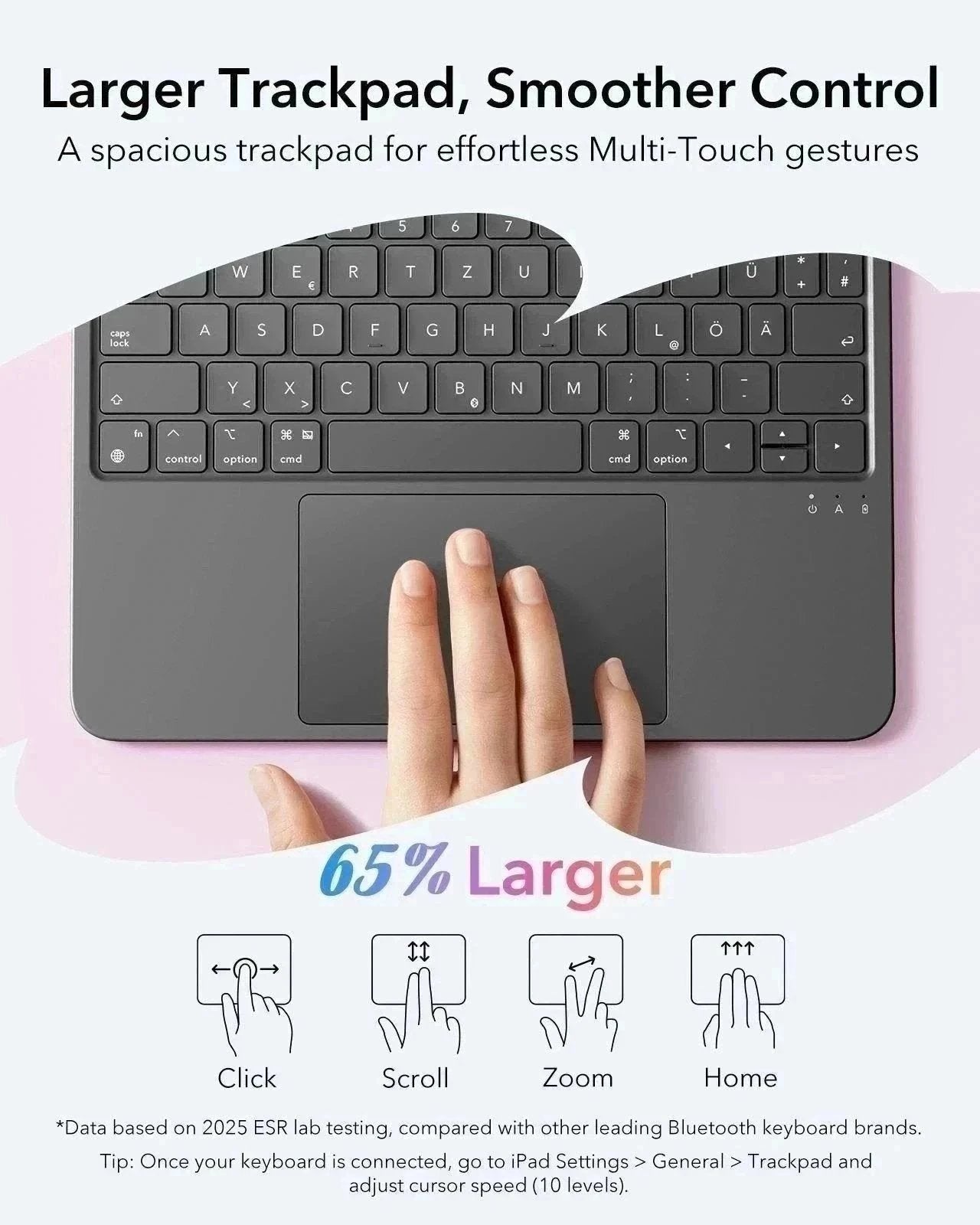 iPad Air 10,9" (5./4. Gen) Flexible Tastaturhülle (abnehmbar) - DE Layout -Dark Gray ESR ESR