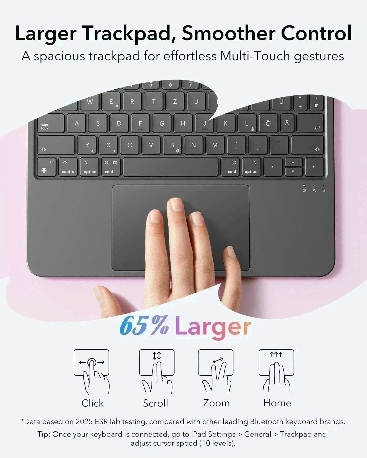 iPad Air 10,9" (5./4. Gen) Flexible Tastaturhülle (abnehmbar) - DE Layout -Dark Gray ESR ESR