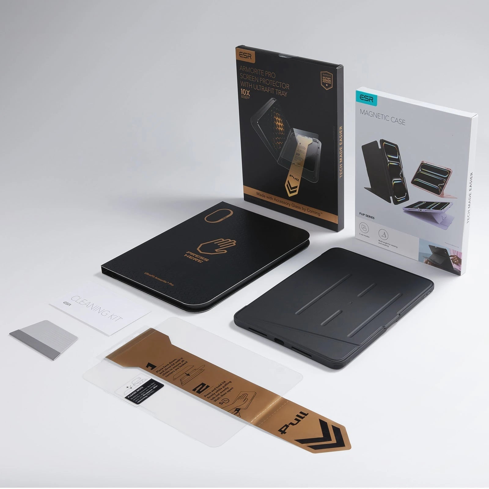 iPad Air 11" (M4) 2026 Bundle Flip Magnetic Case (Pencil Holder) & Armorite® Pro Screen Protector With UltraFit Tray 