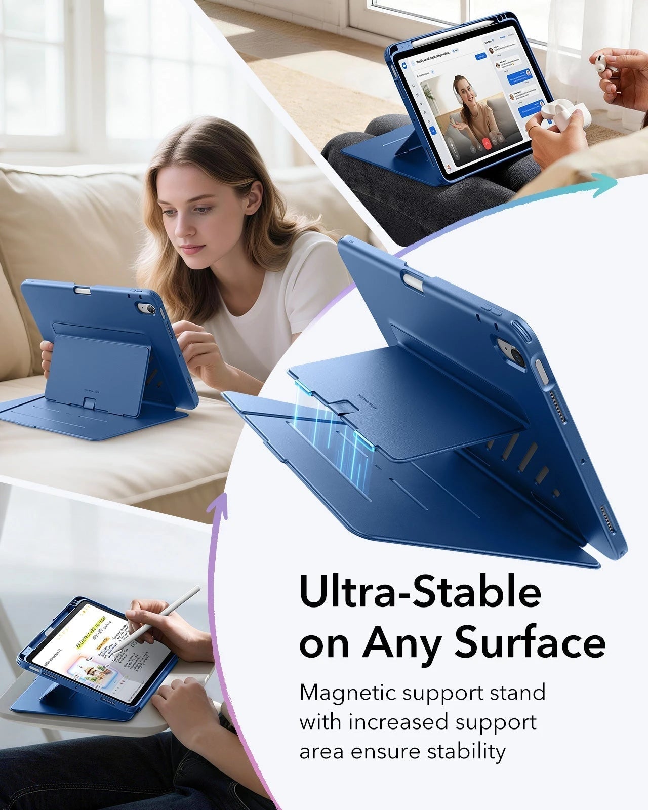 iPad Air 11" (M4) 2026 Bundle Flip Magnetic Case with Pencil Holder & Armorite® Paper-Feel Protection - Navy Blue ESR ESR