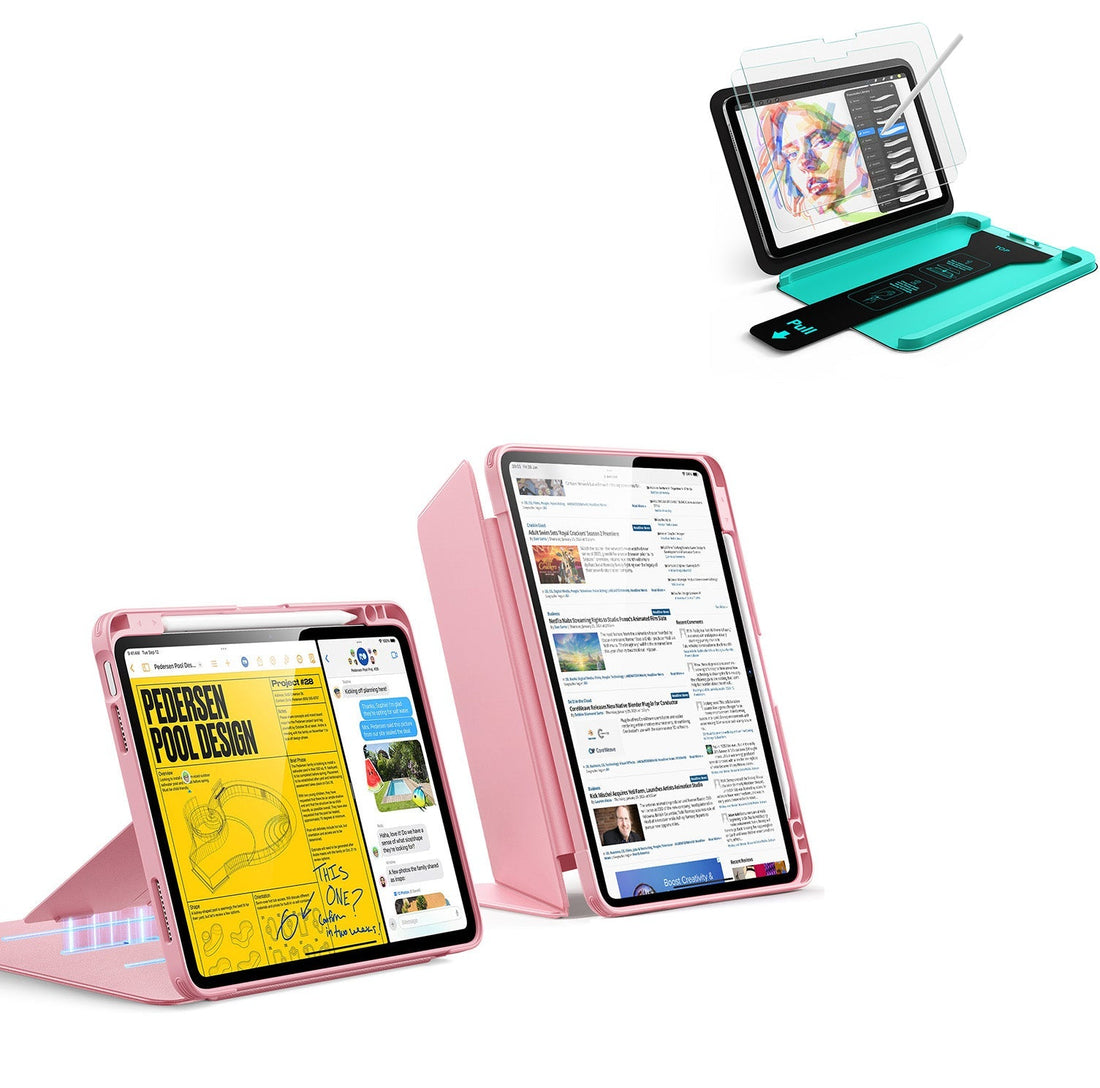 iPad Air 11" (M4) 2026 Bundle Flip Magnetic Case with Pencil Holder & Armorite® Paper-Feel Protection - Pink
