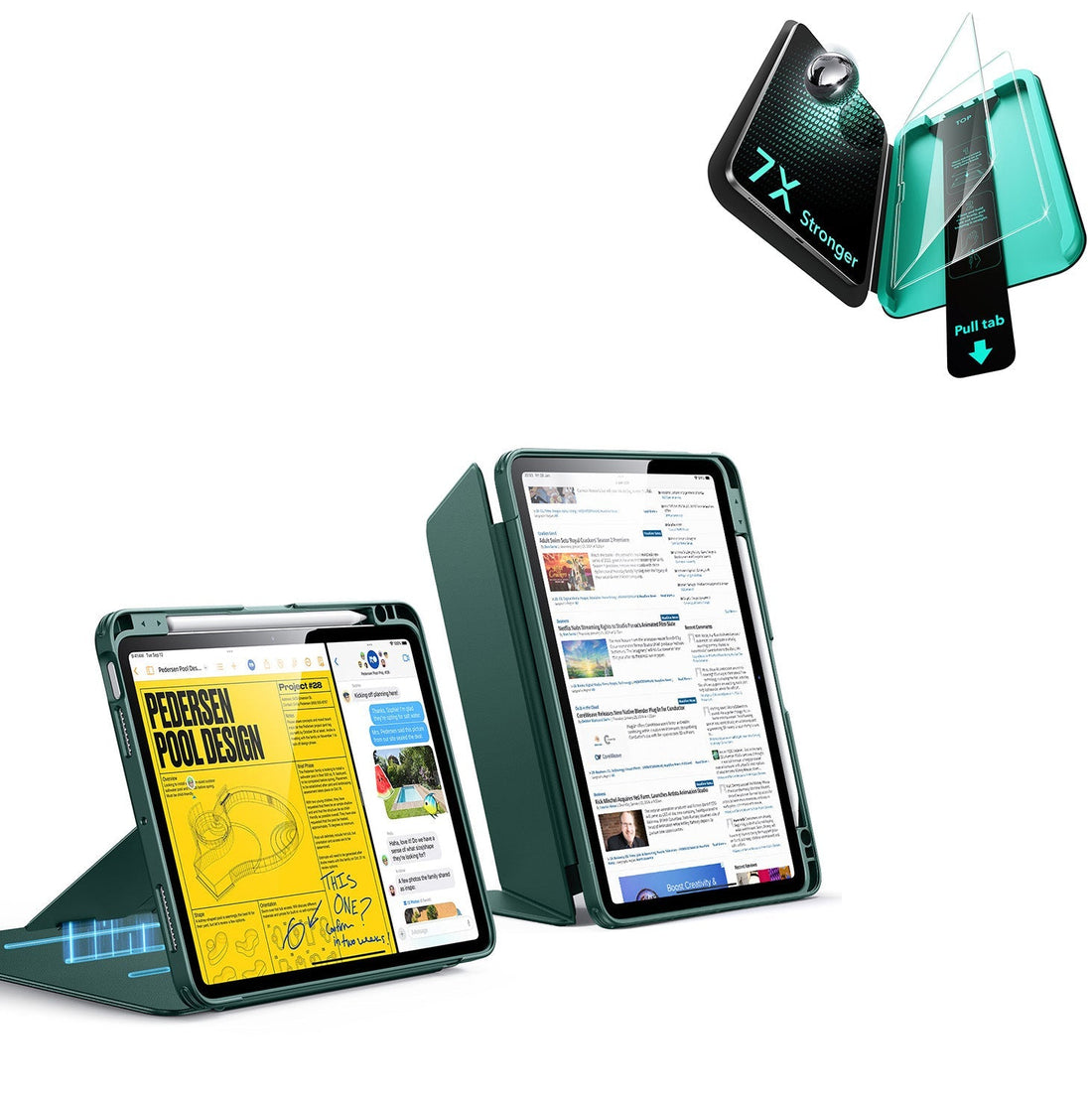 iPad Air 11" (M4) 2026 Bundle Flip Magnetic Case with Pencil Holder & Armorite® Protection-Green