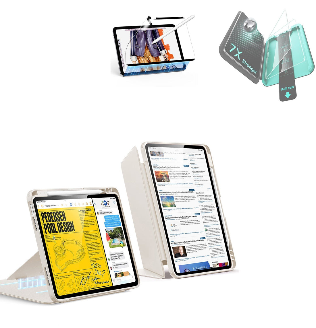 iPad Air 11" (M4) 2026 Bundle Flip Magnetic Case with Pencil Holder, Paper-Feel Magnetic & Armorite® Protection - Starlight