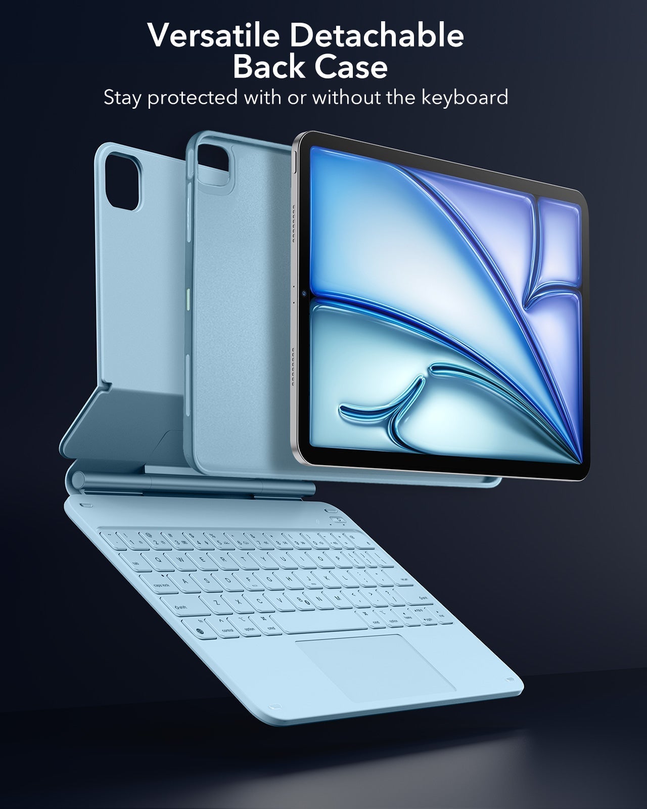 Versatile detachable back case-keyboard case and digital pencil