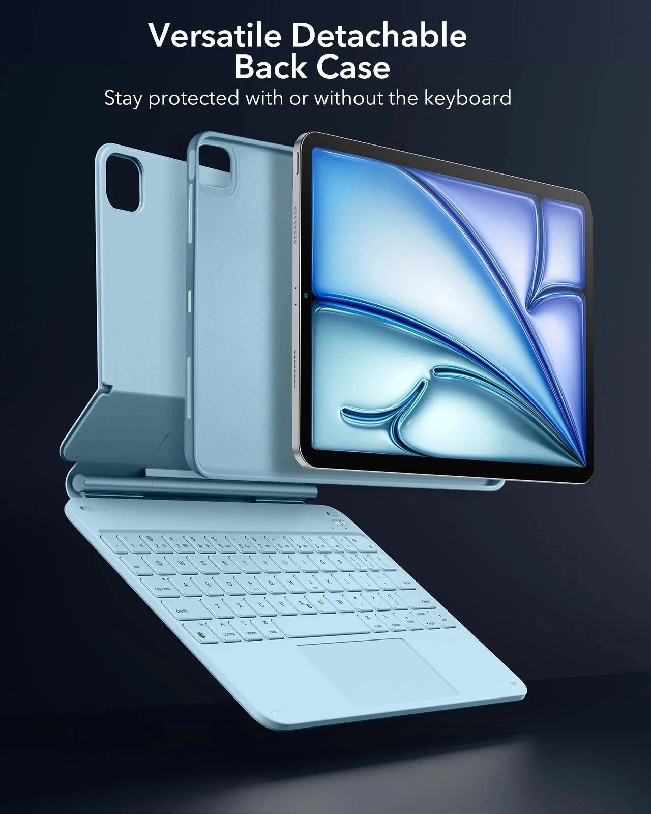 Versatile detachable back case-keyboard case and digital pencil