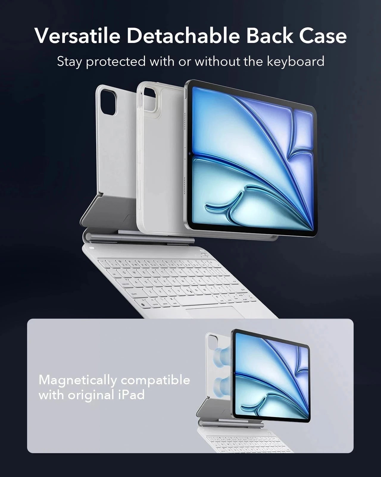 iPad Air 11" (M4, 2026) Bundle Rebound Magnet-Tastaturhülle 360° & Digital Pencil - DE Layout-White ESR ESR
