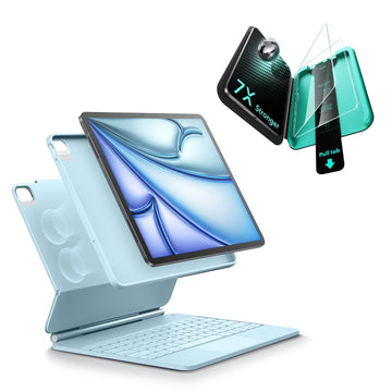iPad Air 11" (M4, 2026) Bundle Rebound Magnet-Tastaturhülle 360° & Displayschutz-US-Layout Blau