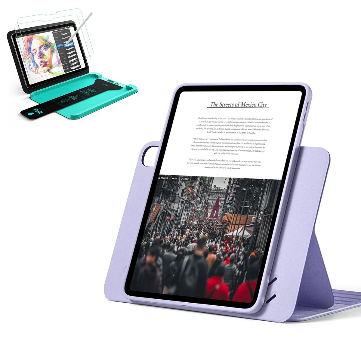 iPad Air 11" (M4) 2026 Bundle Shift Magnetic Case & Armorite® Paper-Feel Protection - Light Purple ESR ESR