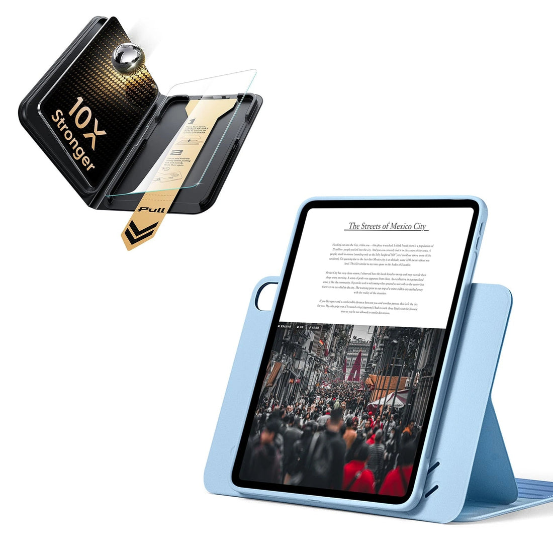 iPad Air 11" (M4) 2026 Bundle Shift Magnetic Case & Armorite® Pro Screen Protector With UltraFit Tray - Blue