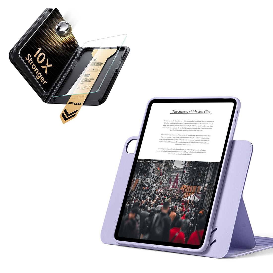 iPad Air 11" (M4) 2026 Bundle Shift Magnetic Case & Armorite® Pro Screen Protector With UltraFit Tray - Light Purple