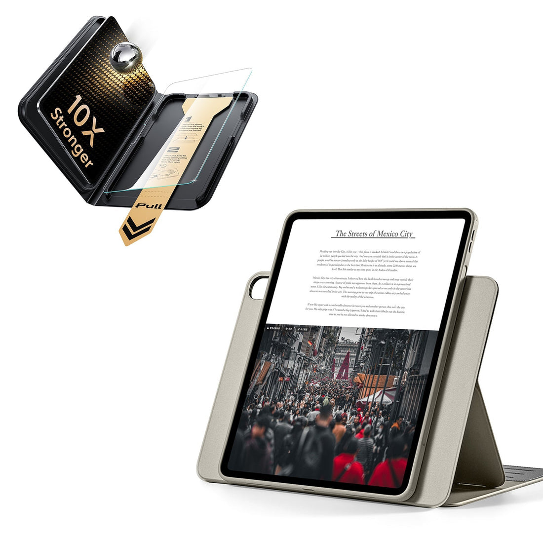 iPad Air 11" (M4) 2026 Bundle Shift Magnetic Case & Armorite® Pro Screen Protector With UltraFit Tray - Titanium