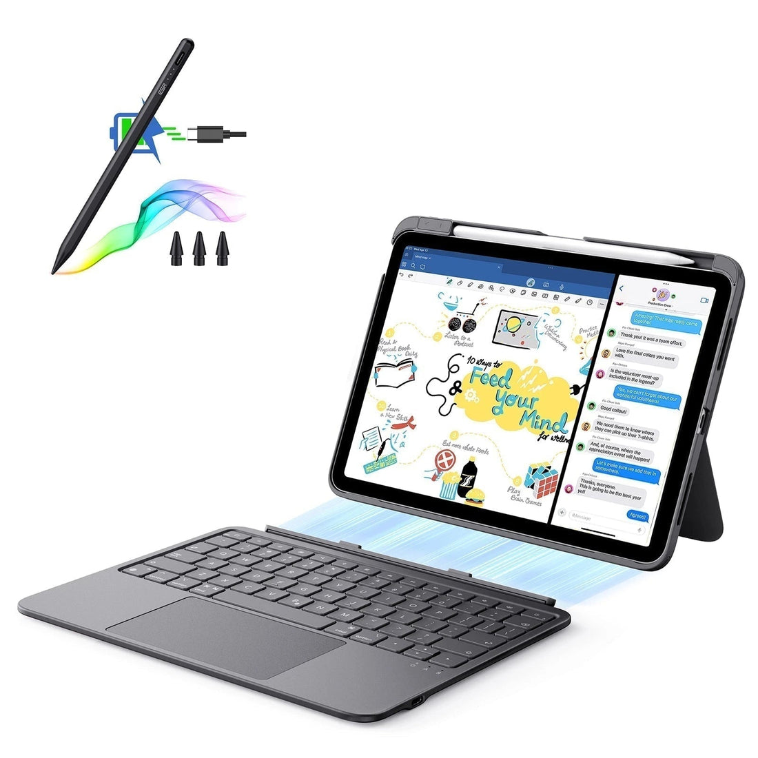 iPad Air 11” (M4) 2026 Flex Keyboard Case (Detachable) With Digital Pencil Bundle - US Layout Dark Gray With Dark Silver Pencil ESR ESR
