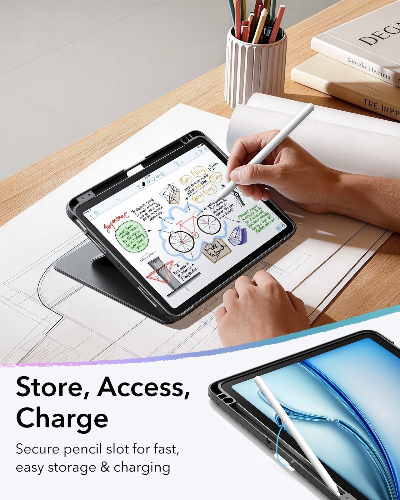 iPad Air 11" (M4) 2026 Flip Magnetic Case with Pencil Holder - Black ESR ESR