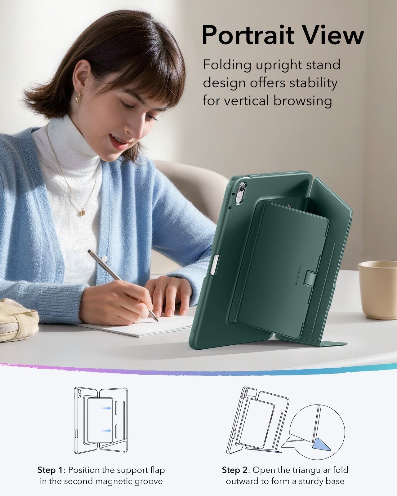 iPad Air 11" (M4) 2026 Flip Magnetic Case with Pencil Holder - Green ESR ESR