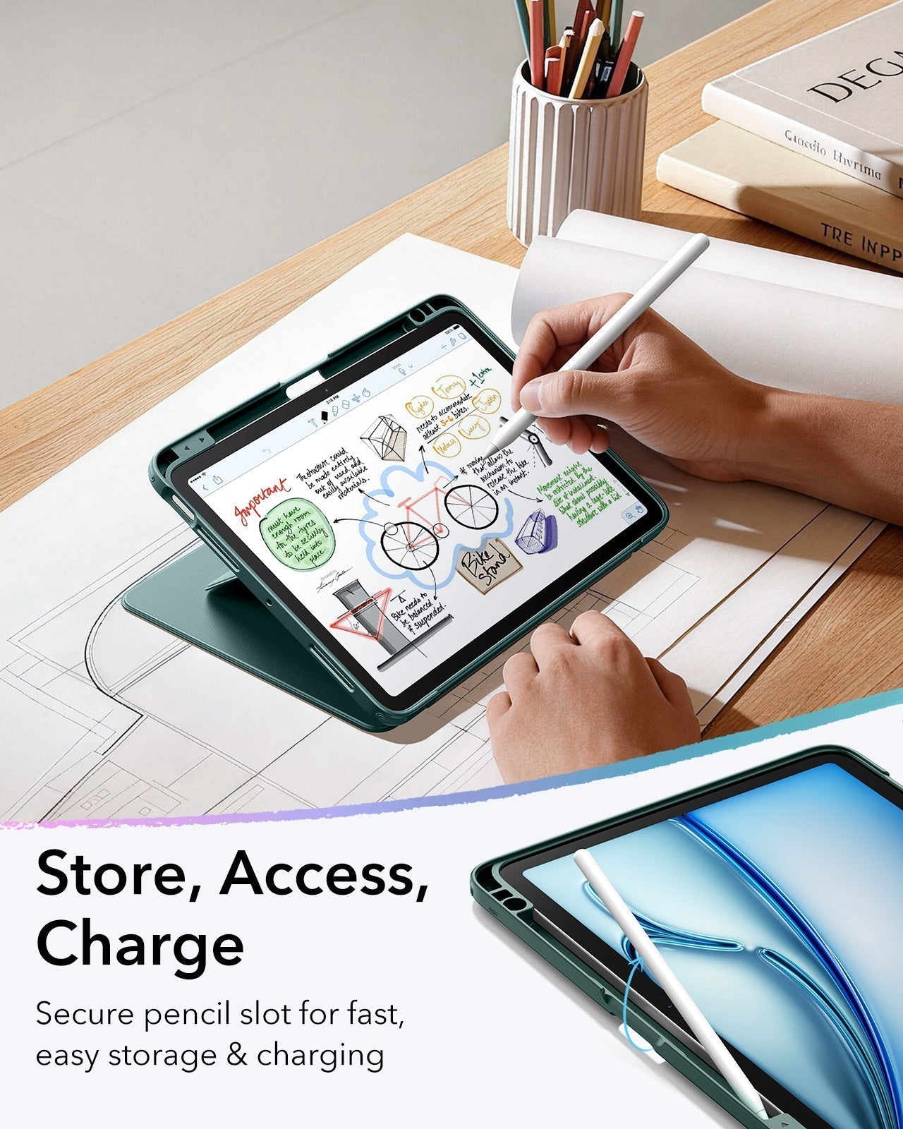 iPad Air 11" (M4) 2026 Flip Magnetic Case with Pencil Holder - Green ESR ESR